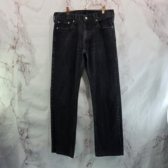 Levis Jeans Mens 33 X 32 505 Black Denim Rigid Cotton Straight - Picture 4 of 10